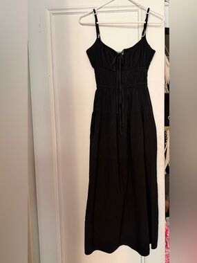Ciao Lucia Gabriela Black Cotton Midi / Maxi Dress XS / S